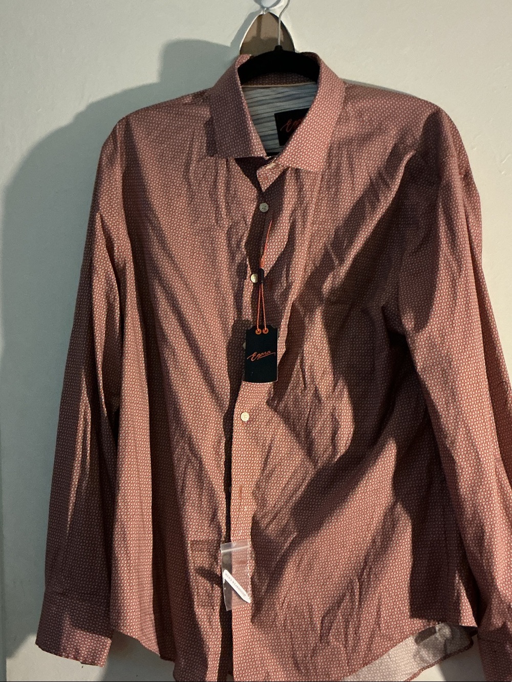 Egara Men's Long-Sleeve Microprint Shirt in Dusty Rose